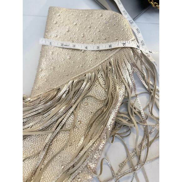 Jessica Simpson Asire2 Champagne Fringed Western Heeled Rhinestone Boots Size 7 - Picture 5 of 9